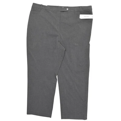 Pantalones de vestir rectos a rayas grises Calvin Klein 24W Plus nuevos con etiquetas para mujer cremallera Foto 1 de 4