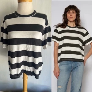 ASKKNY Official Women's $115 Retail Oversized Boy Tee Stripe Boxy T-Shirt Size 1 - Picture 1 of 8