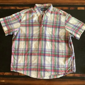 Camisa Polo Ralph Lauren Vintage Años 90 Hombres Popover Madras XL - Imagen 1 de 12