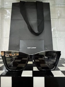Saint Laurent Sunglasses SL369 KATE 001 Black Black w/receipt, Bag And Tag - Picture 1 of 12