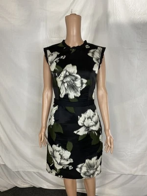Lanvin Womens Sleeveless Silk Blend Floral Dress Size 6 Black/Green/White - Image 1 of 4