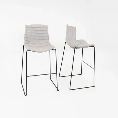 2010s Pair of Lievore Altherr Molina for Arper Catifa 46 Bar Stool Grey Fabric - Image 1 of 4