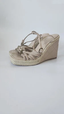 Marc Fisher Hayla Nude Espadrille Wedge Sandal Braided Straps  Size 6.5 - Image 1 of 4