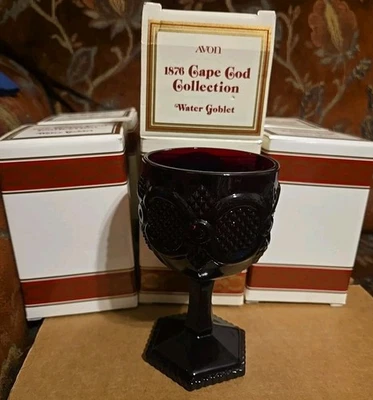 VTG NIB Avon 1876 Cape Cod Collection Ruby Red Glass Water Goblet - Set of 6 - Image 1 of 2