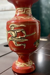 "Florero griego Ánfora de colección firmado pintado a mano réplica adornada guerreros mitología 6""" - Imagen 1 de 14