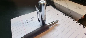 Faber-Castell E-Motion Fountain Pen Dark Wood/Chrome - Picture 1 of 9