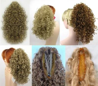 16" LARGO CAPAS COMPLETAS ESPIRAL RIZOS PELO RIZADO COLA DE CABALLO POSTIZO PLÁTANO CLIP  Foto 1 de 4