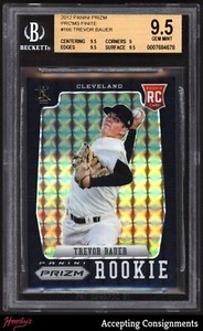 2012 Panini Prizm Black Finite #166 Trevor Bauer RC Rookie BGS 9.5 GEM MINT 1/1