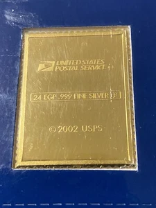 Estampilla de plata esterlina 2002 barra artística de 0,81 oz asw oro dorado 24 k - Imagen 1 de 6