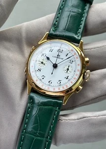 Cronografo Vintage Lorenz Carica Manuale Valjoux 7734 Cassa Cerniera 36mm - Foto 1 di 19