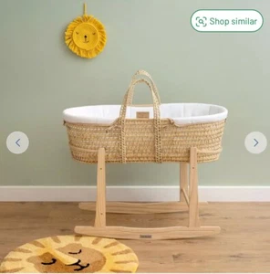 Clair de Lune Organic Palm Moses - White With Wooden Rocking Stand G09A - Picture 1 of 8