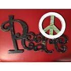 PEACE distressed black white green wall plaque sign multi color