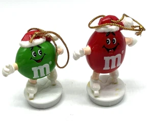 M & M Toppers Christmas Ornaments Red Almond Green Round Ice Skating 1989 Vtg - Picture 1 of 7