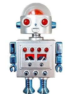 Eccellente Happy Robot Wallflower Luce Notturna Argento Blu Bagno e Corpo Funziona Plug In - Foto 1 di 5