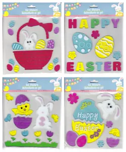 New Happy Easter Gel Window Stickers Clings Bunny Egg Chick ~ Choice - Picture 1 of 9