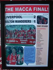 Liverpool 2 Bolton Wanderers 1 - Finale Coppa di Lega 1995 - stampa incorniciata - Foto 1 di 2