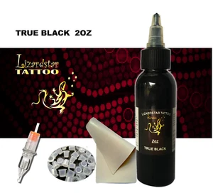 Australian owned Lizardstar 2oz Tribal black OUTLINING tattoo ink cups skin true - Picture 1 of 4