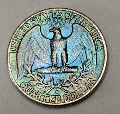1963 D Silver Washington Quarter  - Beautiful Toning Cover