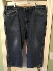 Pantalones de mezclilla DULUTH TRADING CO., cintura 46 x 28 entrepierna, elevación 12 pulgadas, 5 bolsillos - Imagen 1 de 12