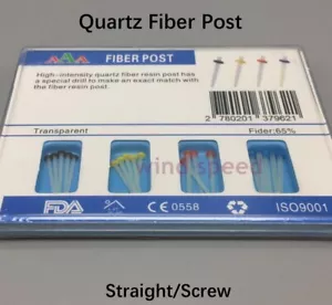 Dental Quartz Resin Fiber Post Straight/Screw Root Canal Pins 1.0-1.8mm+Drills - Picture 1 of 17