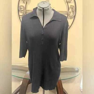 Lafayette 148 New York Women's Navy Polo Top Size XL NWT - Picture 1 of 5