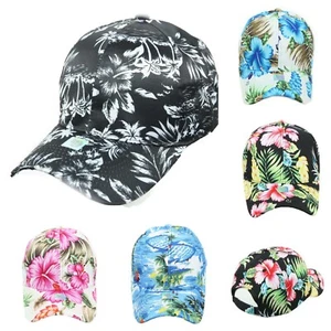 Hawaiian Baseball Cap Floral Tropical Fashion Summer Hiking Casual Sun Visor Hat - Picture 1 of 17