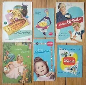 6 x Vintage Werbung Dr. Oetker Osterfreuden Knorr Glücksklee Broschüren 50er? 