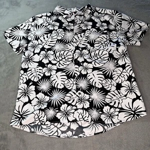 Southpole Mens Button-Up Shirt XL Short Sleeve Floral Black White Pocket 2Y - Picture 1 of 13