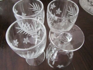 Beautiful Etched water/tea footed Goblets (set of four) GA-A-9 - Picture 1 of 6