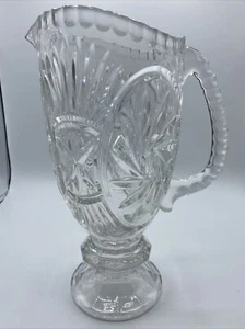 Manija de jarra de cristal cortada molinete estrella de David 10,25" de alto 5 libras vintage - Imagen 1 de 10