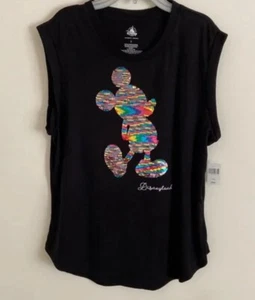 Disney Womens Black w/ Sequins Mickey Mouse Tank Size 2X - Picture 1 of 4