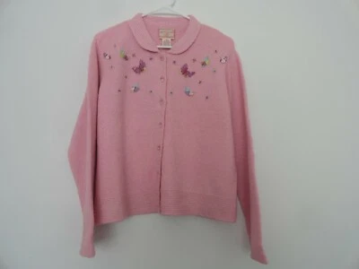 NUEVO CON ETIQUETAS April Cornell Rosa Mariposa Cárdigan Tejido Suéter Nuevo M Mediano De Colección Foto 1 de 4