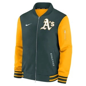 Oakland Athletics Nike Authentic Collection Dugout Full-Zip Bomber Jacket MLB - Picture 1 of 3