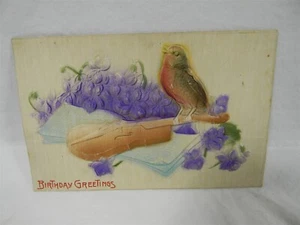 Vintage Embossed Layered Violin Birthday Greetings Postcard - @10 - P16 - Picture 1 of 4