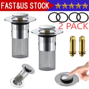 2 Pack Bathroom Sink Stopper Hair Catcher, Bathroom Pop Up Sink Drain Filter~ - Picture 1 of 15