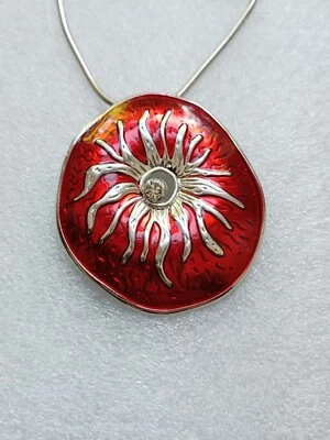 Filigrane Kette Silberfarben/Rot Rund Strass Modeschmuck  - Bild 1 von 4