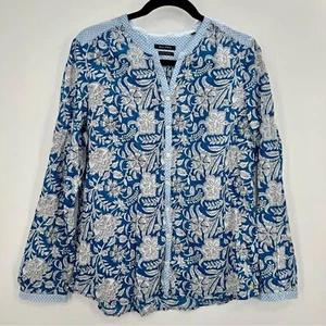 Marc O’Polo Organic Cotton Floral Paisley Jersey Blouse Top Blue Size 40 Large - Picture 1 of 9