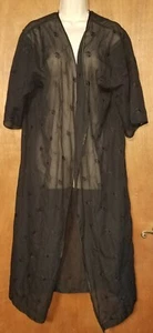 Vintage Secret Treasures Gr. M Schwarz Swirl Rose Morgenmantel Transparent Ohne Gürtel Cover Up - Bild 1 von 4
