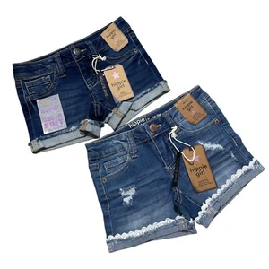 Hippie Girl Size 4 Snap Button Stretch Adjustable Waist Jean Shorts 2-Pairs -NWT - Picture 1 of 7