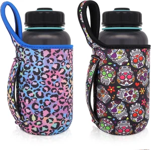 2Pack Reusable Neoprene Insulator Water Bottle Carrier Holder Sleeves with Handl - Picture 1 of 12
