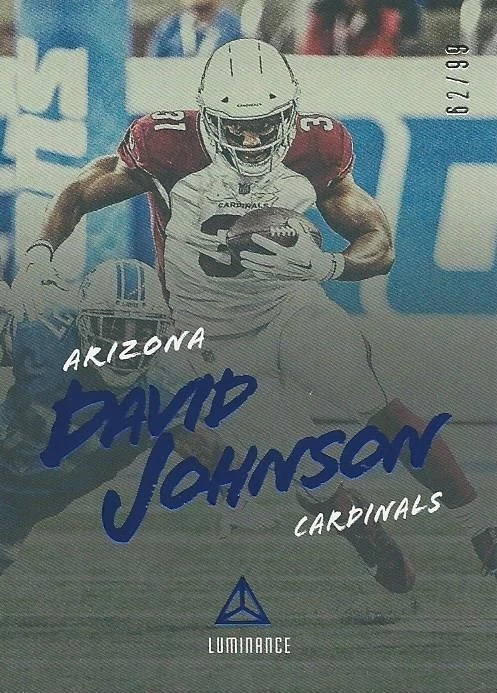 2018 Panini Luminance David Johnson #/99 Arizona Cardinals Iowa - Image 1 of 3