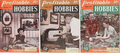 VTG 1953 Profitable Hobbies Magazine Lot Hobby Craft Rug Making Gardening Wood - Image 1 of 4