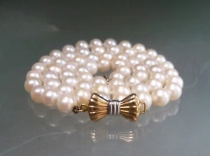 NEW $1650 ZALES SIGNATURE COLLECTION BY MIKIMOTO 14K BOW CLASP PEARL NECKLACE! - Picture 1 of 20