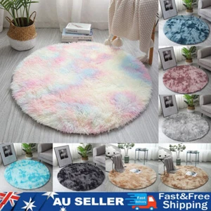 Floor Round Fluffy Rug Living Room Bedroom Extra Soft Shaggy Carpet Coffee Table - Picture 1 of 18