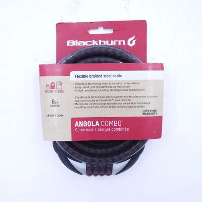 Blackburn Angola Combo Flexible Braided Steel Cable Lock 4-Digit 6ft Bike  - Image 1 of 4