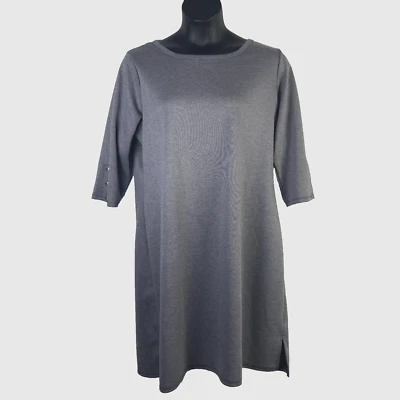 Loveappella Womens 2X Dress Ponte Knit  3/4 shift gray midi - Image 1 of 4