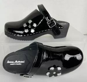 Hanna Andersson Black Patent Leather Slip-on Mules/Clogs US Womens Sz 5/EU Sz 37 - Picture 1 of 8