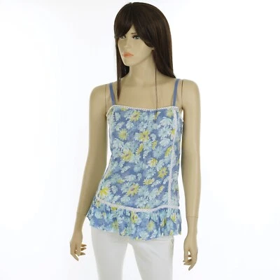LAUREN CONRAD Women's X-SMALL Sleeveless FLORAL Print CAMI TANK TOP Crochet Trim - Image 1 of 4