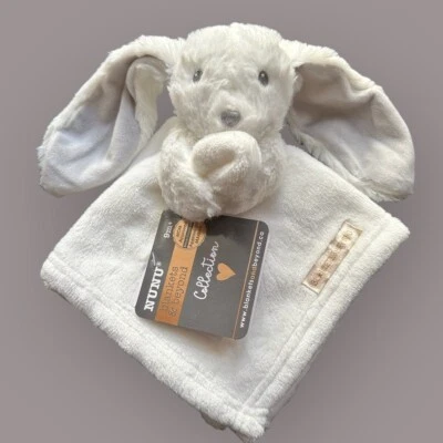 Mantas y más allá Manta de seguridad de felpa gris blanco FUZZY BUNNY conejo Lovey Foto 1 de 3