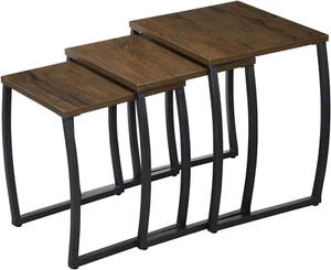Nesting Tables, Vintage Side End Tables Living Room, Coffee Snack Table Set of 3 - Picture 1 of 7